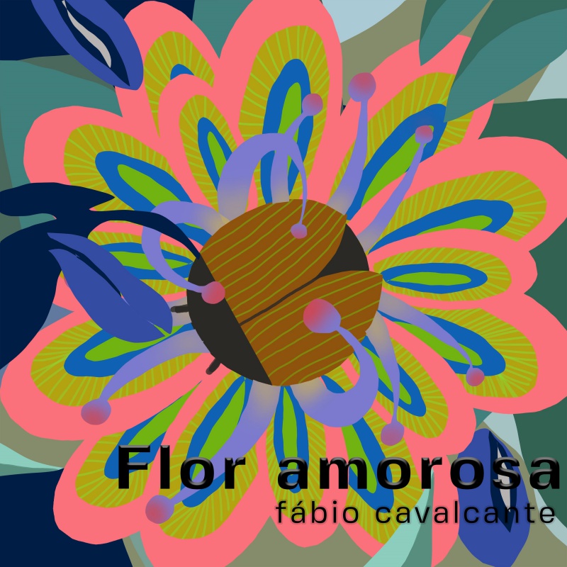 Arte da capa do single Flor Amorosa, de Fábio Cavalcante, criada por por Geraldo Gonçalves.