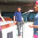 Cantores durante gravação do álbum Nheengatu (Canções na Língua Geral Amazônica), no auditório da Ufopa, em Santarém.